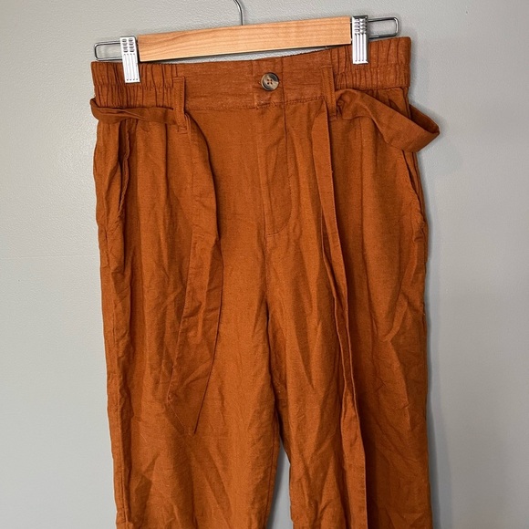 NWT American Eagle Linen Blend Pants With Belt - Pumpkin Spice - Picture 4 of 10